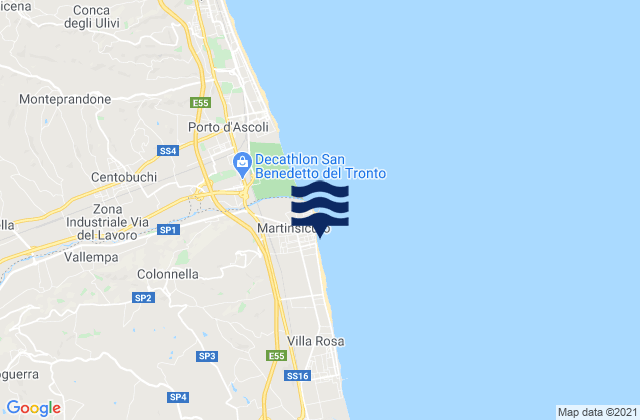 Mapa da tábua de marés em Martinsicuro, Italy