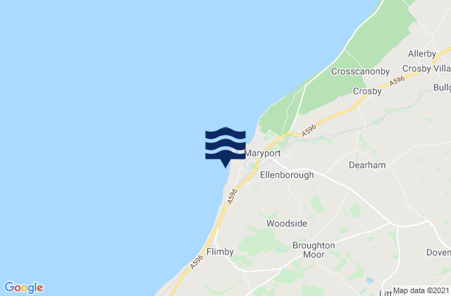 Mapa da tábua de marés em Maryport Beach, United Kingdom