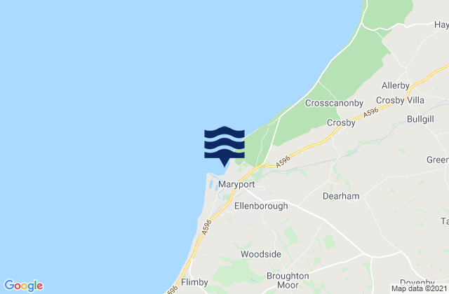 Mapa da tábua de marés em Maryport, United Kingdom
