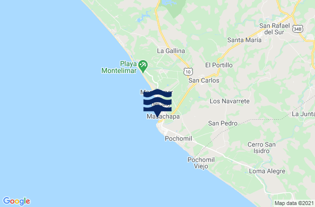 Mapa da tábua de marés em Masachapa, Nicaragua