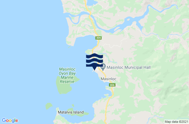 Mapa da tábua de marés em Masinloc, Philippines