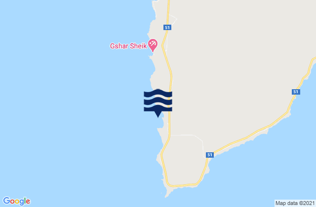 Mapa da tábua de marés em Masirah Island, Iran