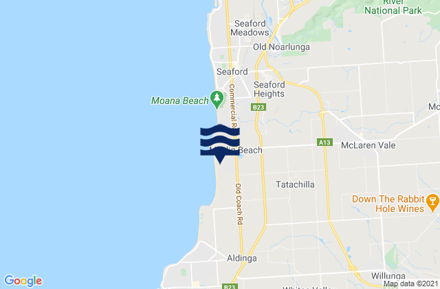 Mapa da tábua de marés em Maslin Beach, Australia