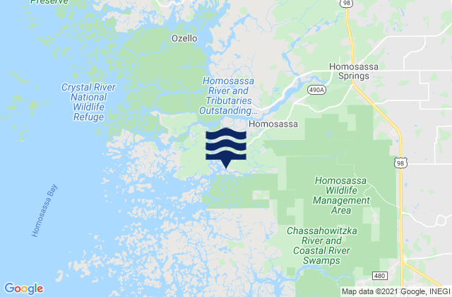 Mapa da tábua de marés em Mason Creek Homosassa Bay, United States