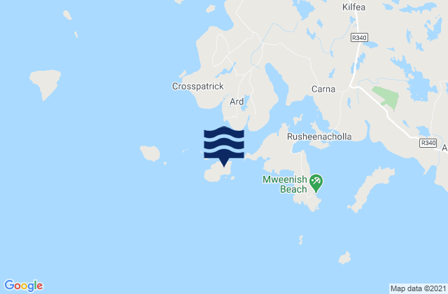 Mapa da tábua de marés em Mason Island, Ireland