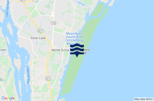 Mapa da tábua de marés em Masonboro Island, United States