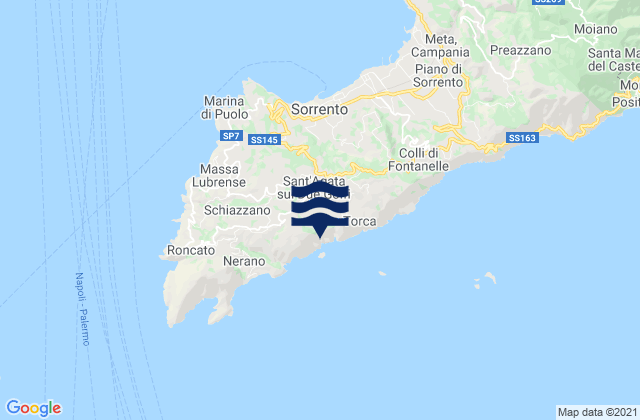 Mapa da tábua de marés em Massa Lubrense, Italy