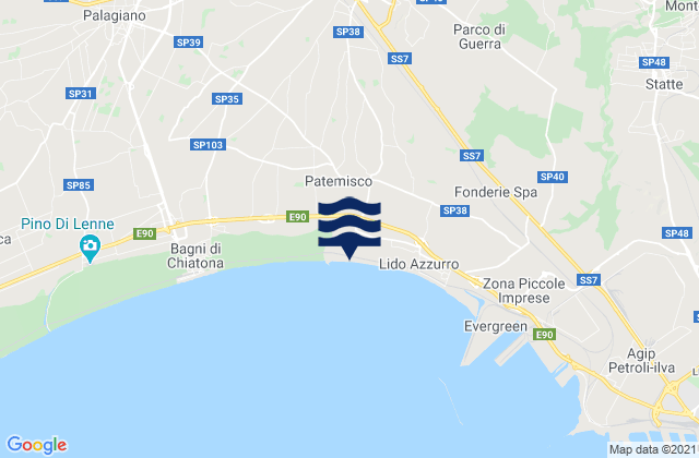 Mapa da tábua de marés em Massafra, Italy
