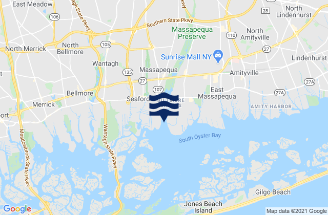 Mapa da tábua de marés em Massapequa Cove, United States