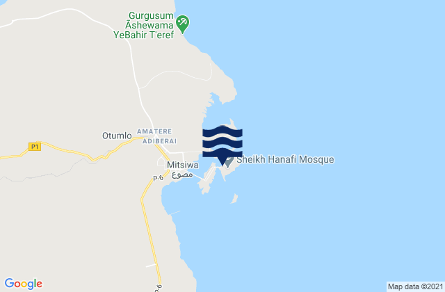 Mapa da tábua de marés em Massawa, Eritrea