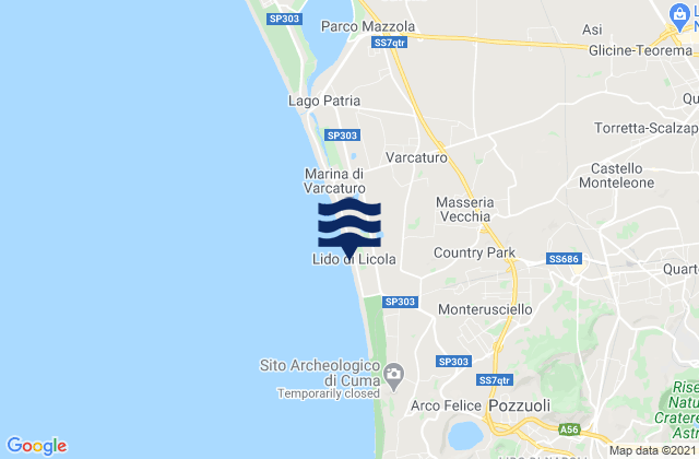 Mapa da tábua de marés em Masseria Vecchia Ovest, Italy