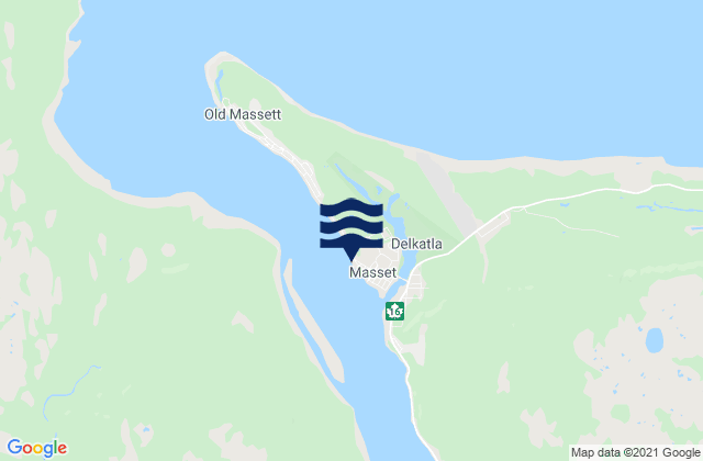Mapa da tábua de marés em Masset, Canada