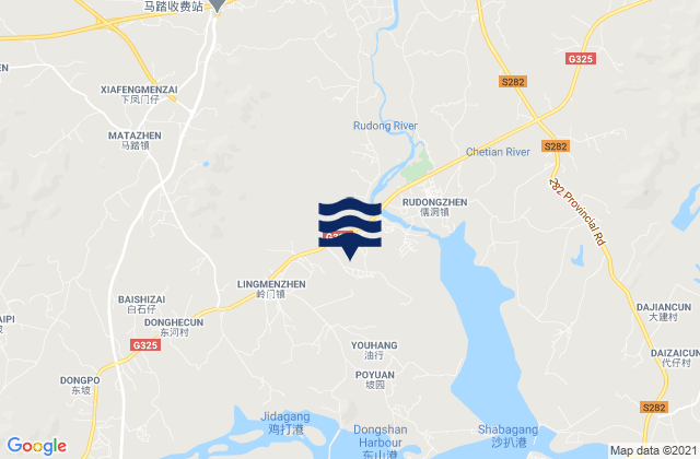 Mapa da tábua de marés em Mata, China