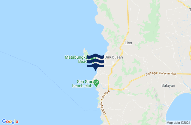 Mapa da tábua de marés em Matabungkay Road Locality, Philippines