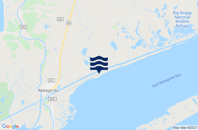 Mapa da tábua de marés em Matagorda City, United States