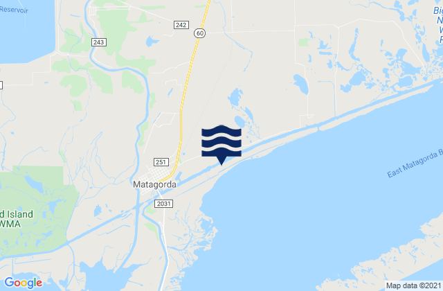 Mapa da tábua de marés em Matagorda County, United States