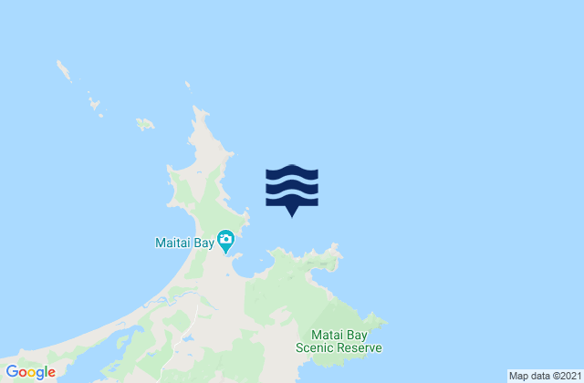 Mapa da tábua de marés em Matai Bay, New Zealand