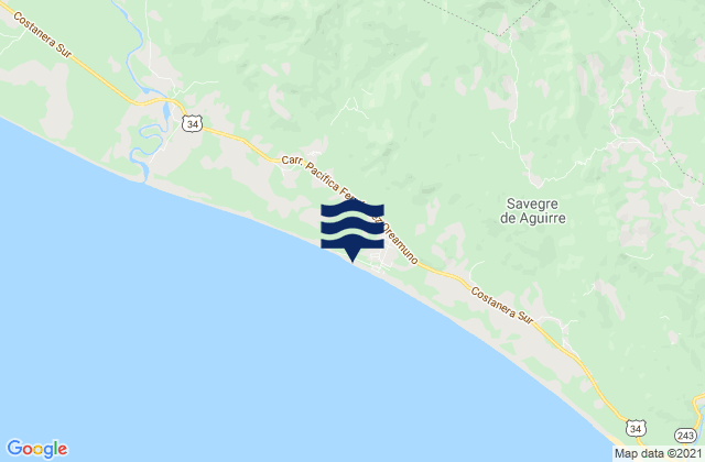 Mapa da tábua de marés em Matapalo, Costa Rica