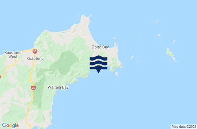 Mapa da tábua de marés em Matapaua Bay, New Zealand