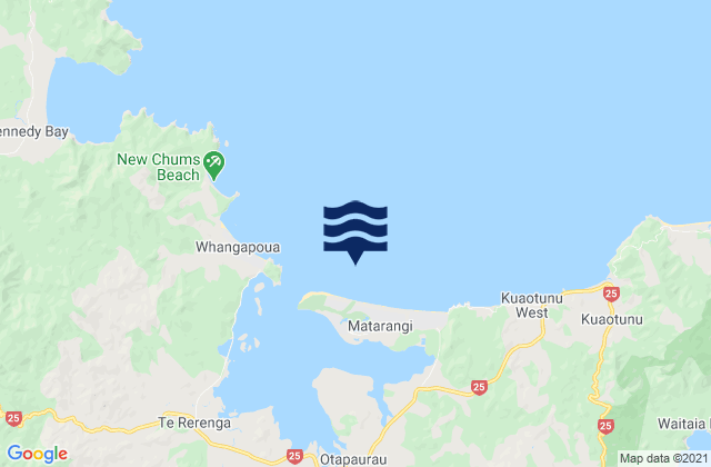 Mapa da tábua de marés em Matarangi Beach, New Zealand