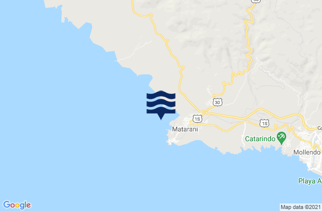 Mapa da tábua de marés em Matarani, Peru