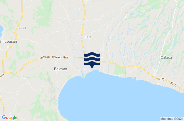 Mapa da tábua de marés em Mataywanac, Philippines