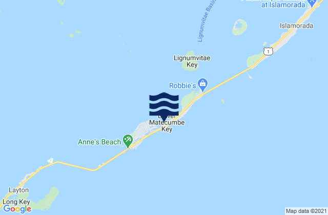 Mapa da tábua de marés em Matecumbe Bight (Lower Matecumbe Key Florida Bay), United States
