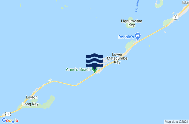 Mapa da tábua de marés em Matecumbe Harbor (Lower Matecumbe Key Florida Bay), United States