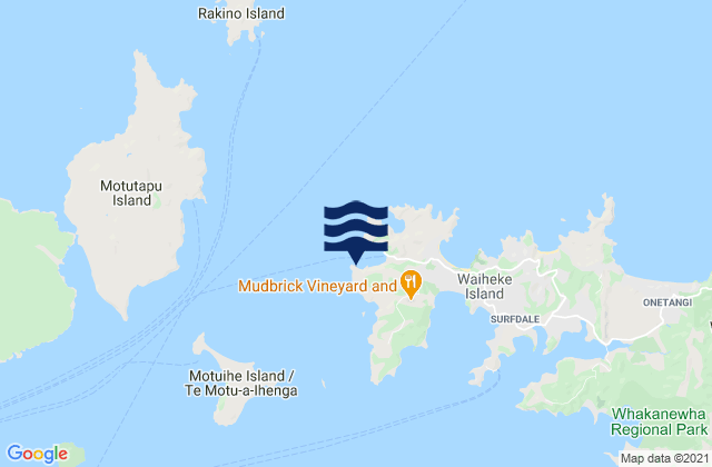 Mapa da tábua de marés em Matiatia Bay, New Zealand