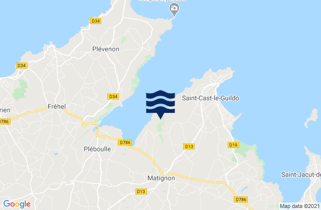 Mapa da tábua de marés em Matignon, France