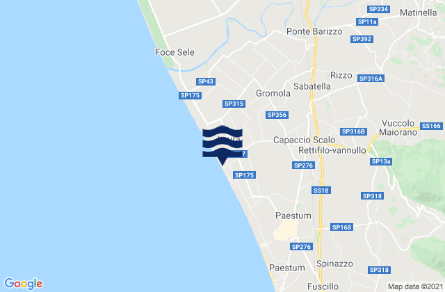 Mapa da tábua de marés em Matinella, Italy