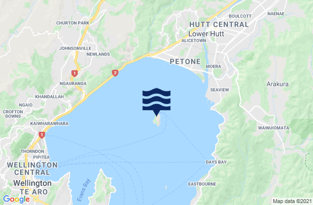 Mapa da tábua de marés em Matiu/Somes Island, New Zealand