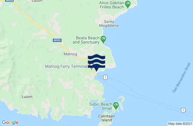 Mapa da tábua de marés em Matnog, Philippines