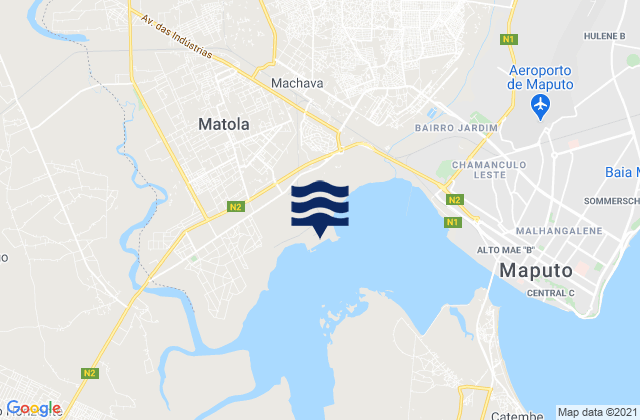 Mapa da tábua de marés em Matola, Mozambique
