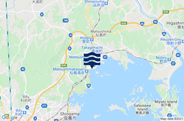Mapa da tábua de marés em Matsushima, Japan