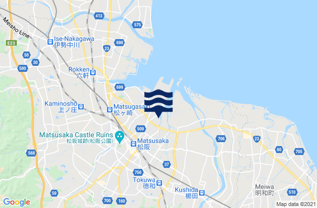 Mapa da tábua de marés em Matsuzaka-shi, Japan