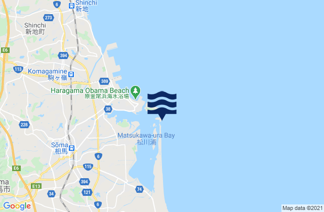 Mapa da tábua de marés em Matukawaura, Japan