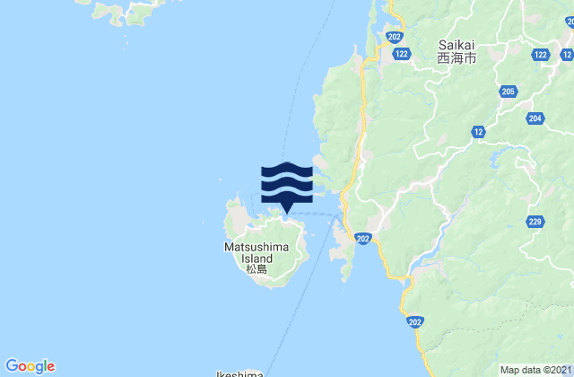 Mapa da tábua de marés em Matushimauchigo, Japan