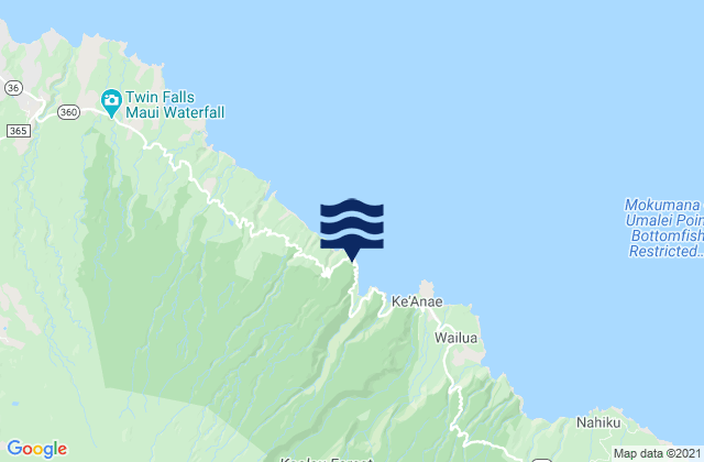 Mapa da tábua de marés em Maui, United States