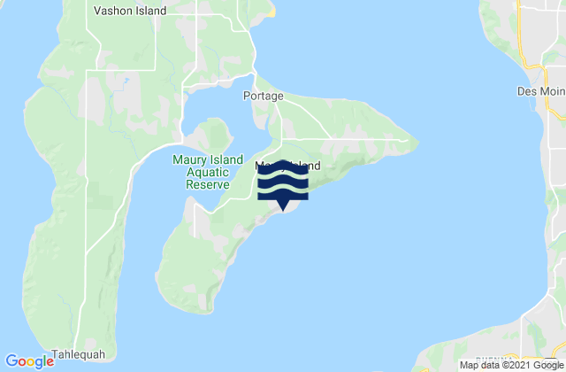 Mapa da tábua de marés em Maury Island, United States