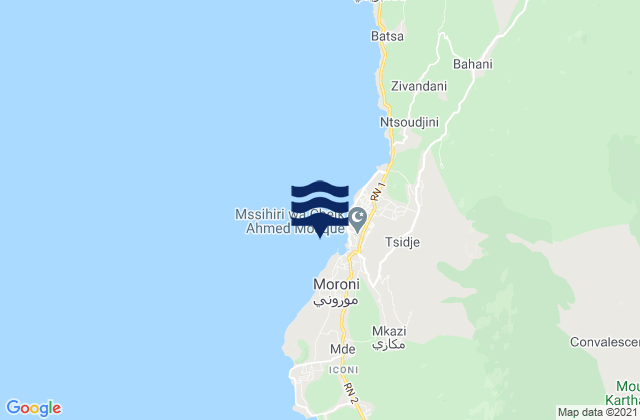 Mapa da tábua de marés em Mavingouni, Comoros