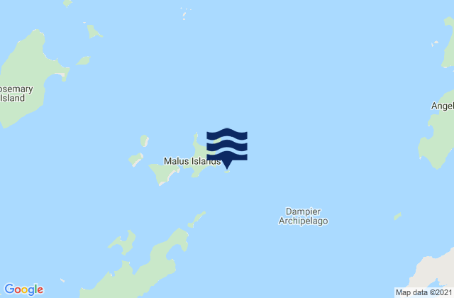 Mapa da tábua de marés em Mawby Island, Australia