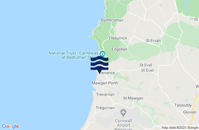Mapa da tábua de marés em Mawgan Porth Beach, United Kingdom
