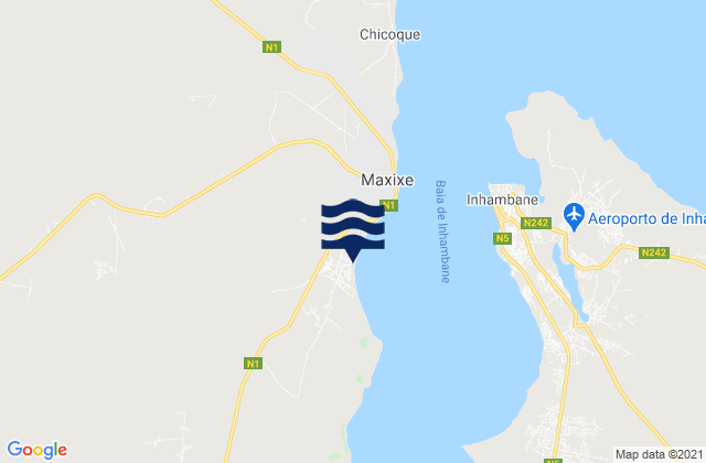 Mapa da tábua de marés em Maxixe, Mozambique