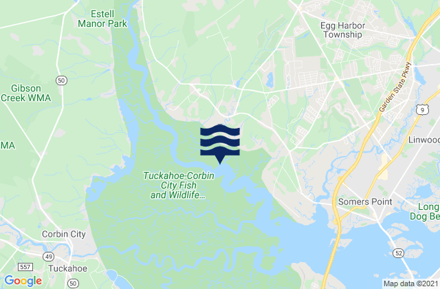 Mapa da tábua de marés em Mays Landing (Great Egg Harbor River), United States