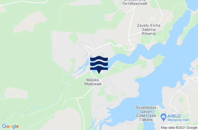 Mapa da tábua de marés em Mayskiy, Russia