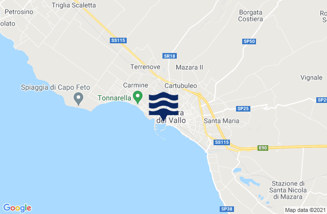 Mapa da tábua de marés em Mazara del Vallo, Italy