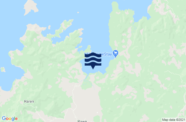 Mapa da tábua de marés em Mberheleng, Indonesia