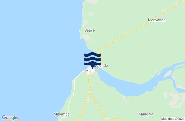 Mapa da tábua de marés em Mbini, Equatorial Guinea