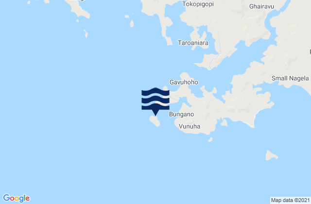 Mapa da tábua de marés em Mbungana Island, Solomon Islands